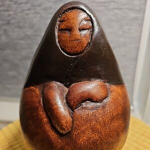 Mother with Child Handcarved Solid Wood Statue.